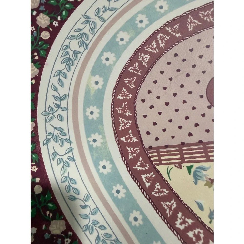 Vintage Town & Country Heart Placemats Set 4 Vinyl Cottagecore Grannycore